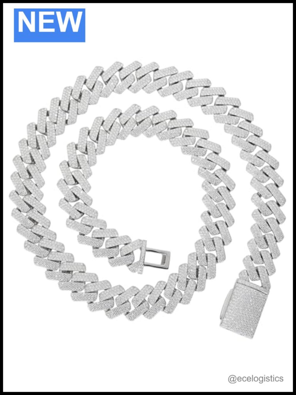 Heavy Fully Iced Moissanite Cuban Link Chain 925 Sterling Silver 22inch 14mm